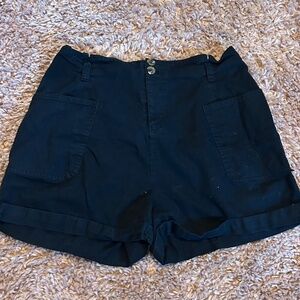 Forever 21+ Cuffed Twill Paper Bag Waist Shorts / 1X